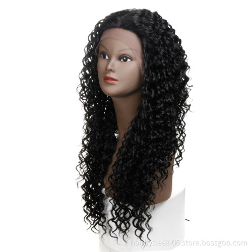 MAGIC 26"Inch Black Kinky Wave Hair Synthetic Lace Front Wig Heat Resistant Jerry Curly Hair Lace Front Wigs For Black Women
